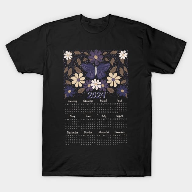 2024 butterfly floral calendar T-Shirt by Mysooni